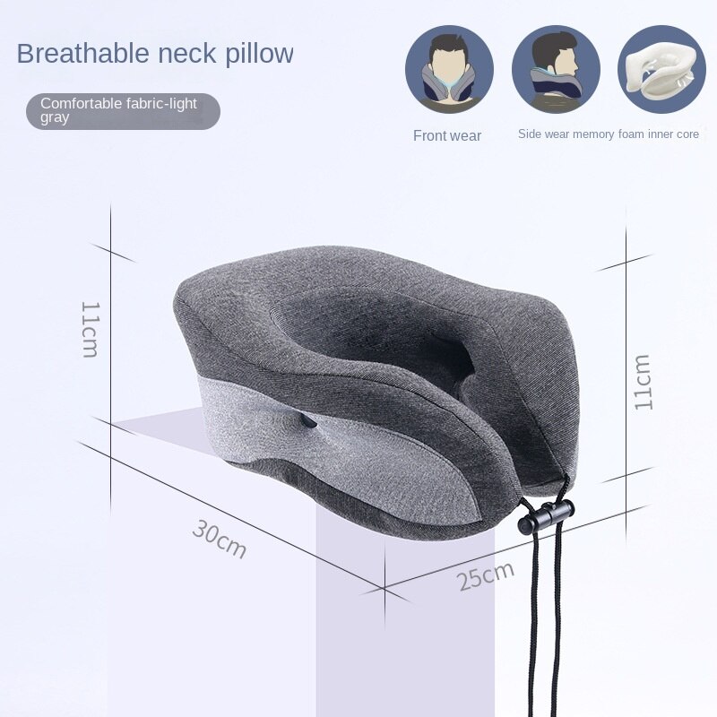 U Shaped Breathable Travel Pillow Portable Neck Car Plane s Stretcher Ring Bearer: light grey