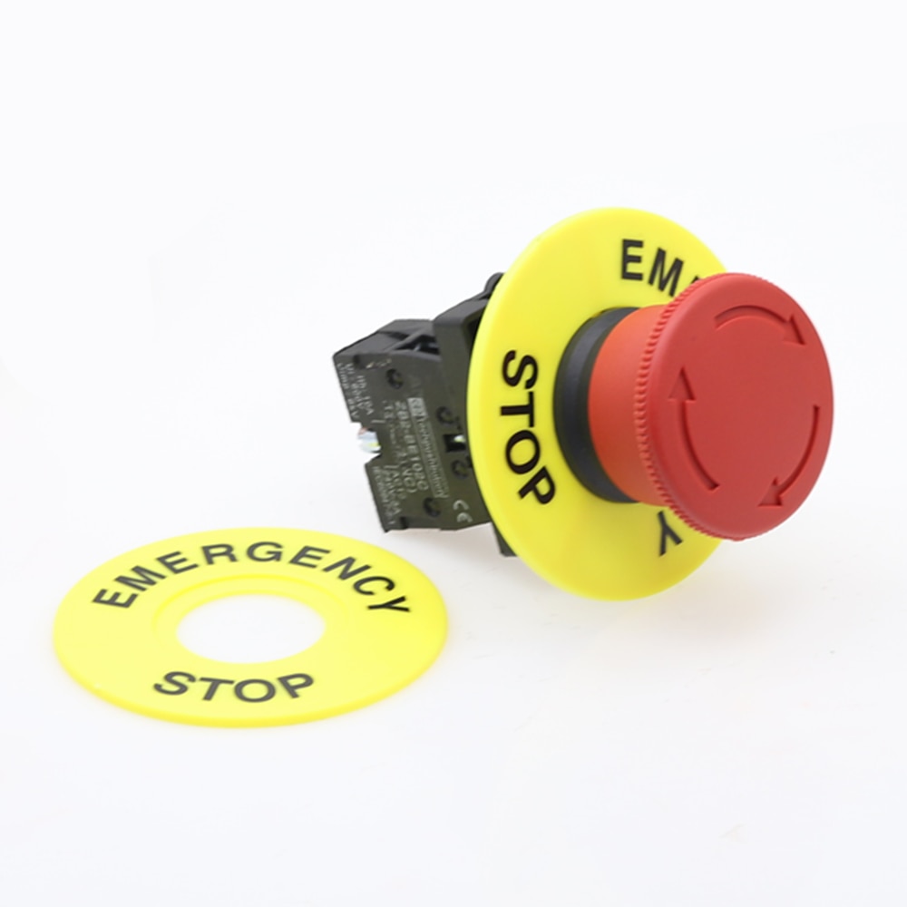22mm red mushroom head emergency stop button switch XB2 LAY37 NO/NC alarm button switch