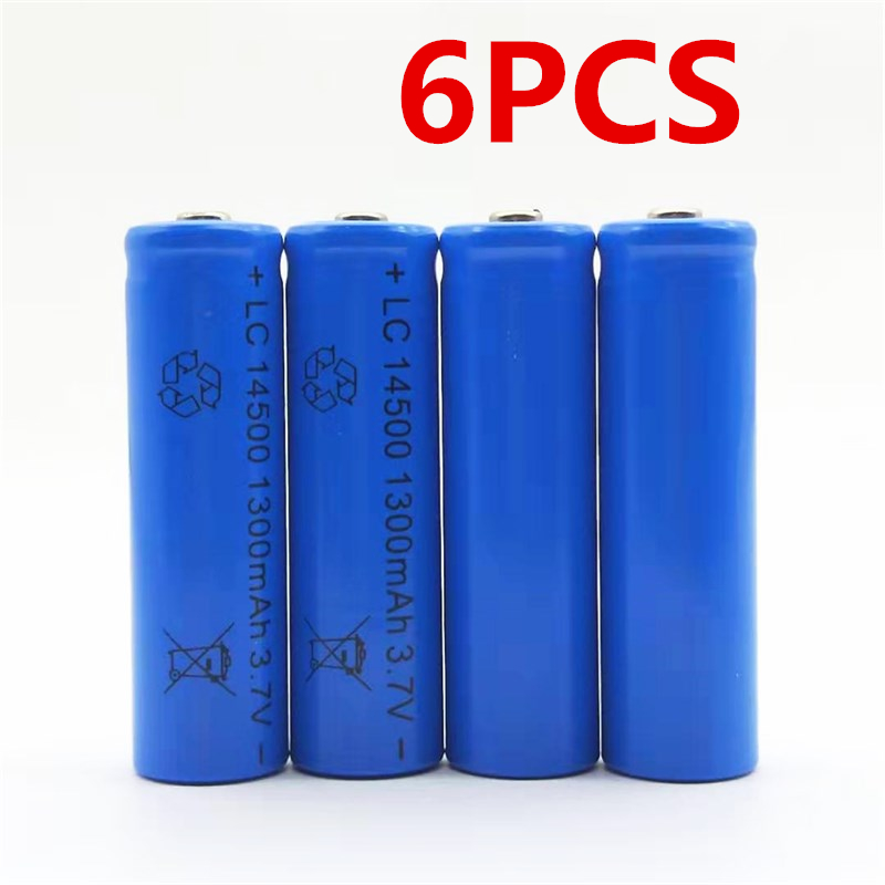 6 Stks/partij Grote Capaciteit 14500 Batterij 3.7V 1300Mah Oplaadbare Lithium Batterij Voor Zaklamp Batterij