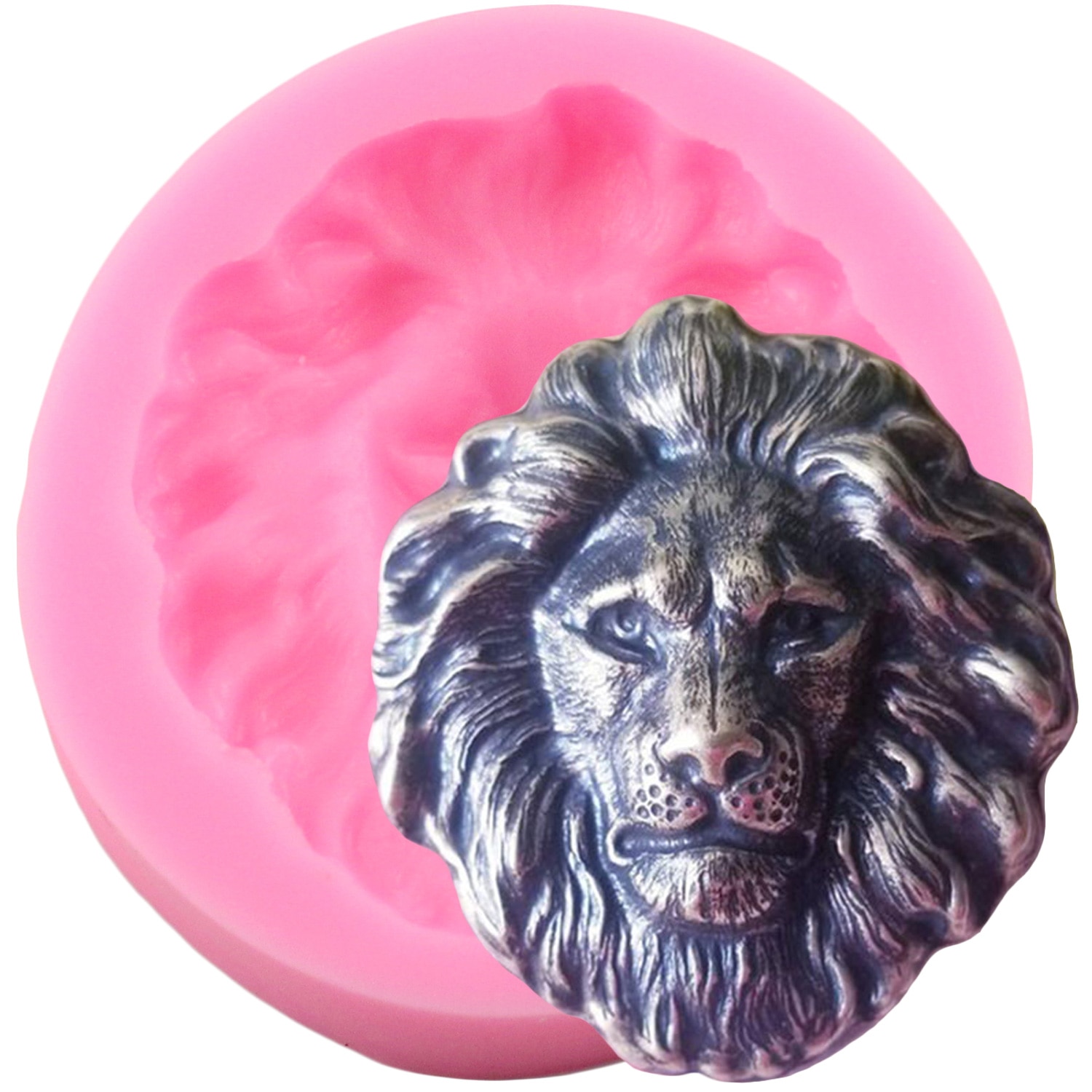 Moule 3D en Silicone à tête de Lion pour Fondant, chocolat, animaux, bricolage, outils de décoration de gâteau d&#39;anniversaire pour bébé, moules en résine d&#39;argile