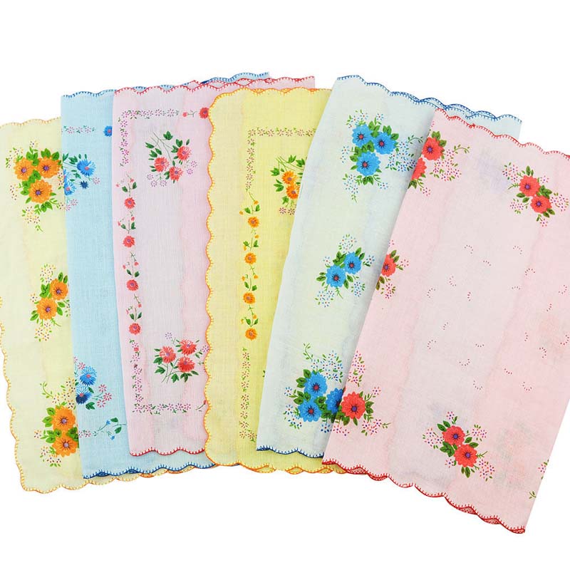 12 stks Bloemen Printing Pocket Vierkante Puur Katoen Bloem Vintage Zakdoeken Quadrate Zakdoeken voor Vrouwen Meisjes