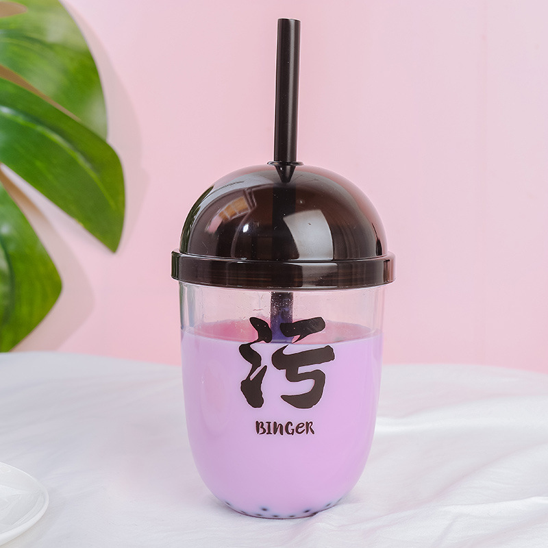 400ml plast perle mælk te kop med dække halm kop til iskaffe juice boble boba sodavand cocktail fest