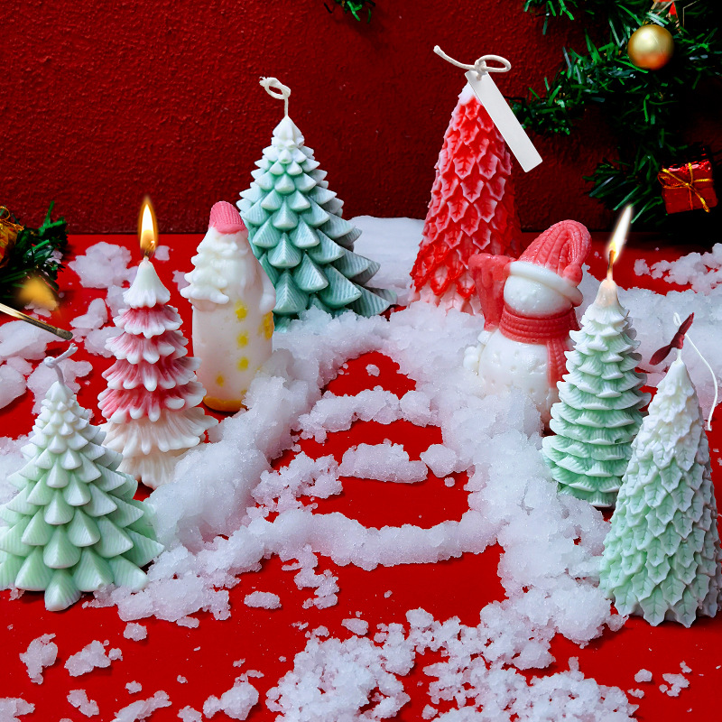 Stampo per candele in silicone 3D albero di Natale pupazzo di neve Decorazione natalizia fai da te artigianato gesso in resina stampo in argilla di cemento regalo di Natale