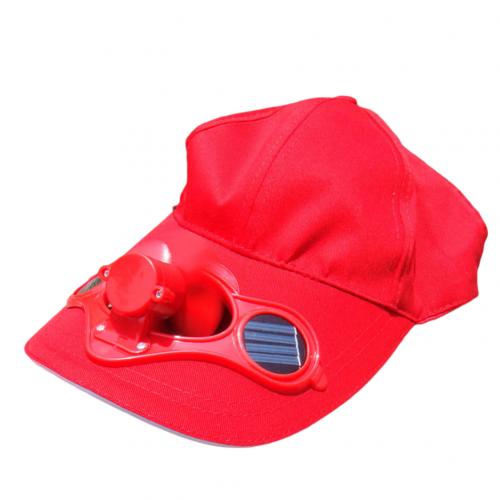 Gorro de pesca con energía Solar para hombre y mujer, gorro de verano con ventilador fresco, ahorro de energía, No requiere baterías, para playa,: Rojo
