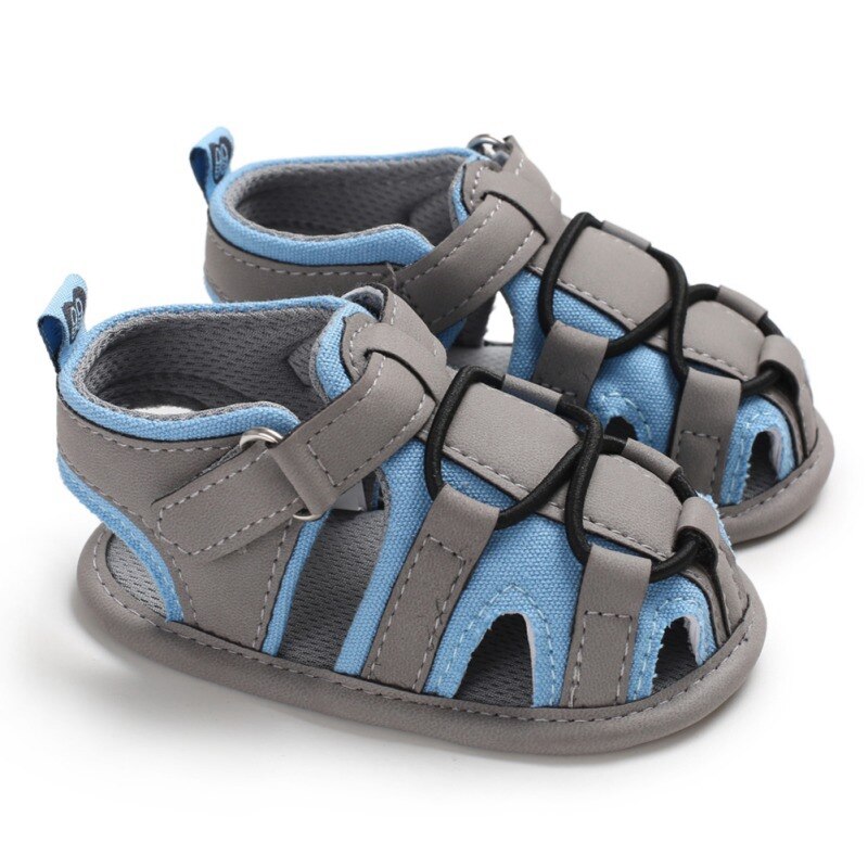 sandalias de verano para bebés y niños, sandalias de suela suave antiniños, sandalias transpirables de PU para niños: Gris / 2