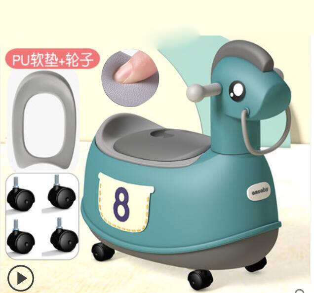 3 Colors Children's Potty soft Baby Potty Training Seat kids toilet potty chair: PU blue