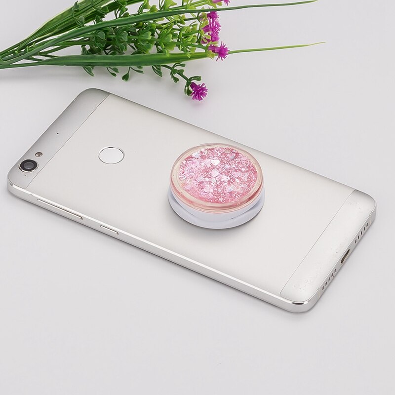 Luxe Glitter Drijfzand Telefoon Houder Ring Grip Opvouwbare Stand Sterren Houders Voor Smartphones En Tablets Mobiele Telefoon Iphone: quicksand pink