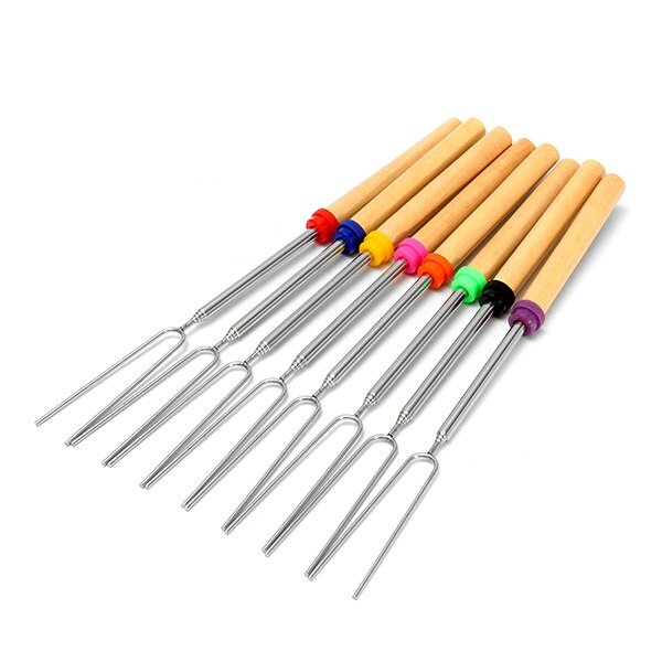 8 stück 32-Zoll Bunte Teleskop Rösten Mäusespeck Grill Spieße BBQ Stock Gabel BBQ Werkzeuge