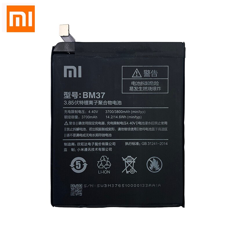 Xiao Mi Original Telefon Batterie BM37 Für Xiaomi 5S Plus Mi5S Plus 3800mAh Telefon Ersatz Batterien