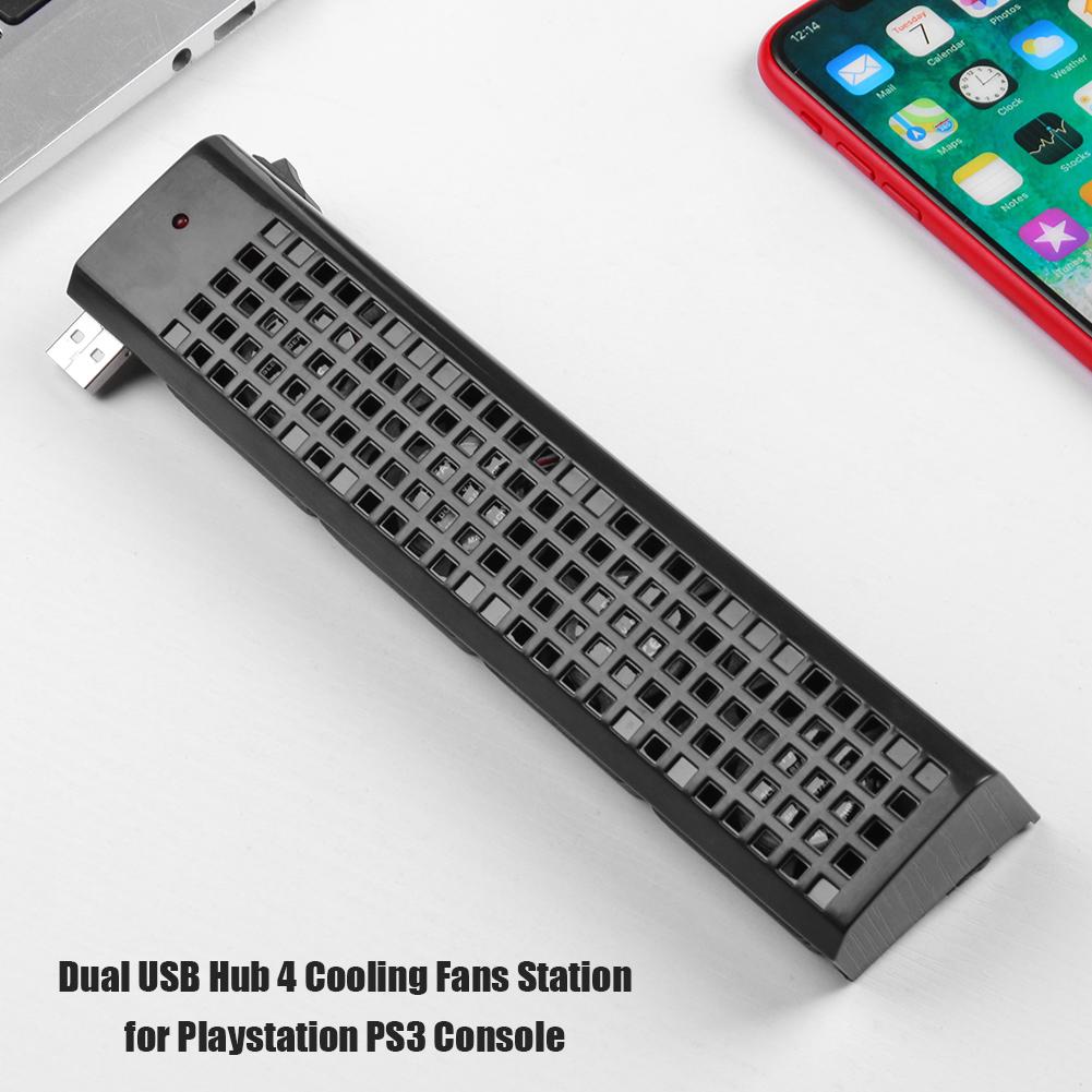 Dual USB Hub 4 Fans Cooling Station For Sony Playstation 3 PS3 (40G/80G) Game Console Host Heat Sink USB Cooling Fans