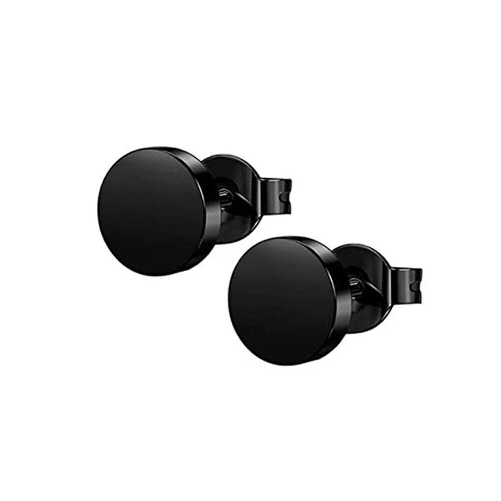 1 Pair Black Stud Earrings Mens Earrings Stainless Steel Black Earrings for Men Women Jewelry Piercing Hoop Earrings Set: Style 11