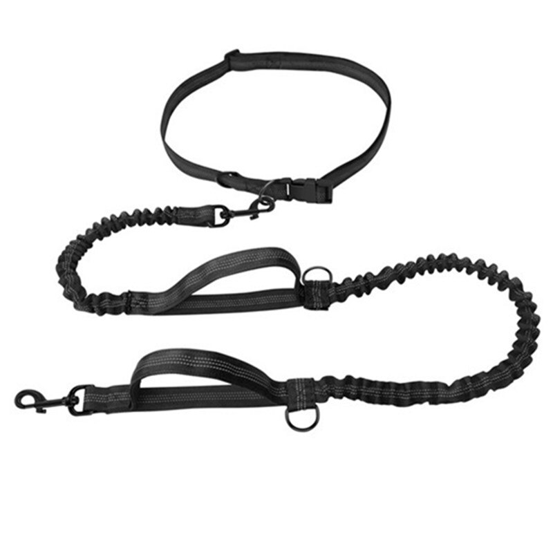 Hondenriem Handsfree Hondenriem Intrekbare Dubbele Handvat Honden Riemen Reflecterende Riemen Voor Honden Wandelen Huisdier Walker Accessoires: Black