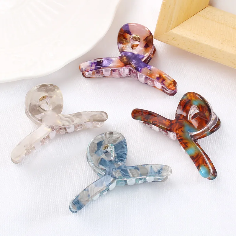 Bgffuy Mini couleur unie imprimé léopard acrylique croix griffes de crabe pince à cheveux coréenne filles femmes accessoires de cheveux