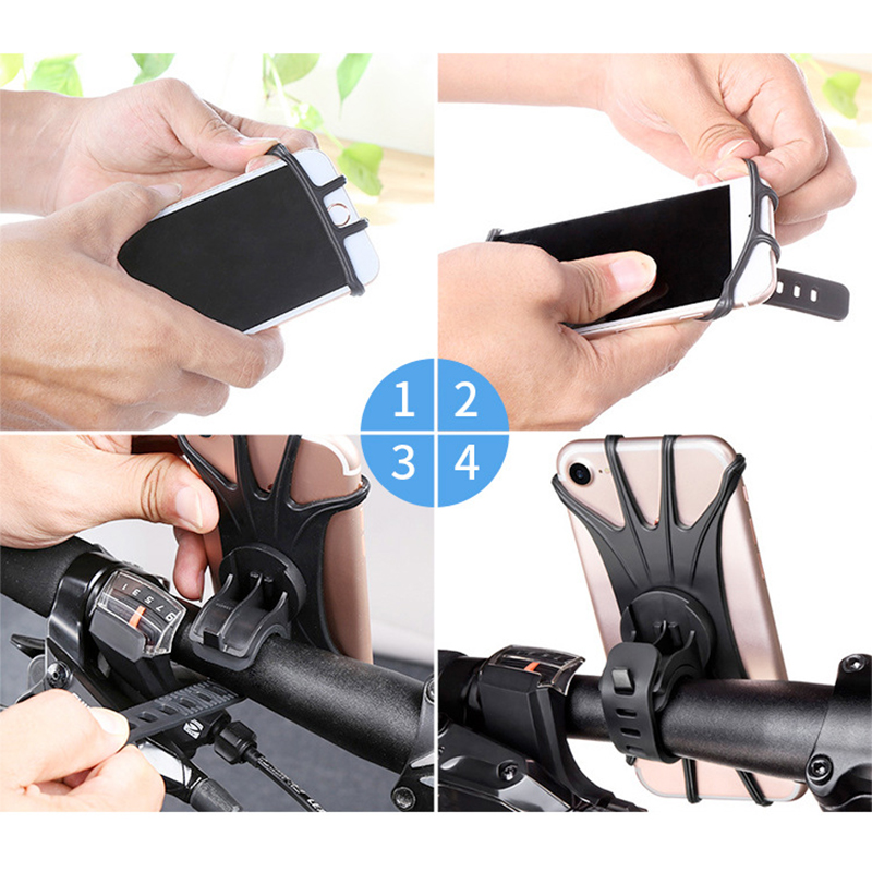 Soporte para teléfono móvil de silicona para motocicleta, soporte para teléfono de 360 grados, soporte para bicicleta y motocicleta, soporte de Clip anticaída, accesorios para motocicleta