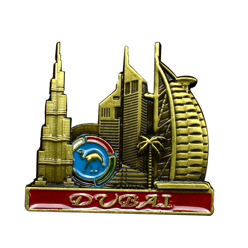 Fridge Magnet Souvenir Metal Craft Decorative Magnets Sticker Dubai Shanghai Egypt Sikkim Architectural Monuments Country Decor