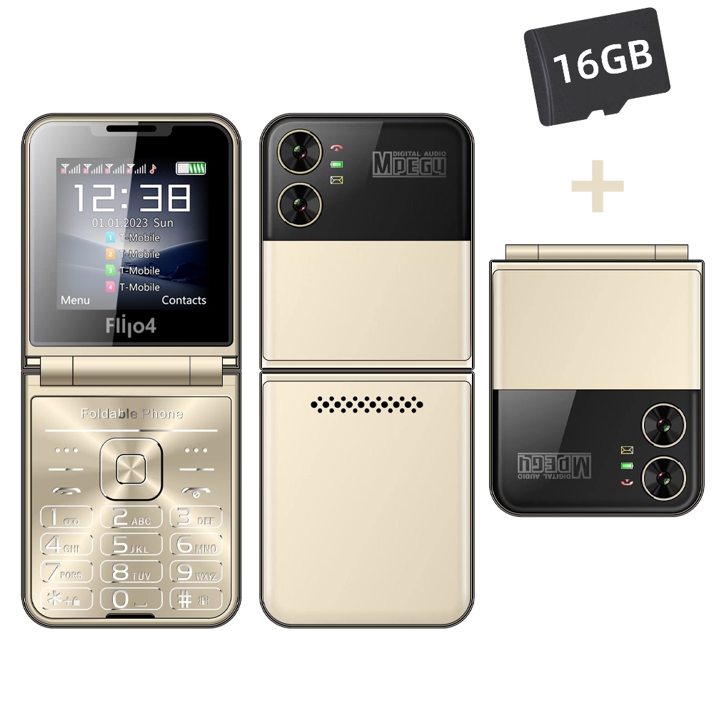 SERVO Flilo4 Flip Cellulare Quattro SIM Card GSM Rete cellulare Torcia Speed Dial Magic Voice Telefono cellulare pieghevole Prezzo basso: YELLOW