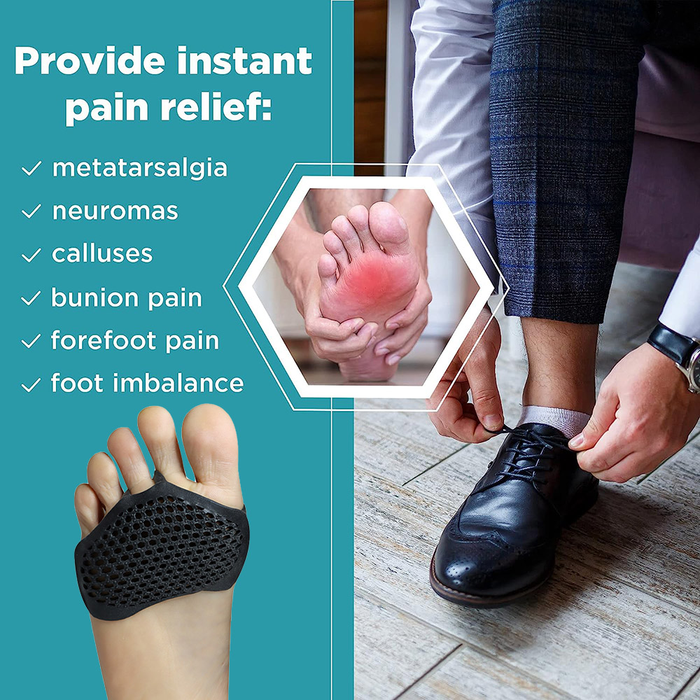 Pexmen 2Pcs Metatarsal Pads Ball of Foot Cushions Gel Forefoot Pad for Metatarsalgia Pain Relief Mortons Neuroma and Callus