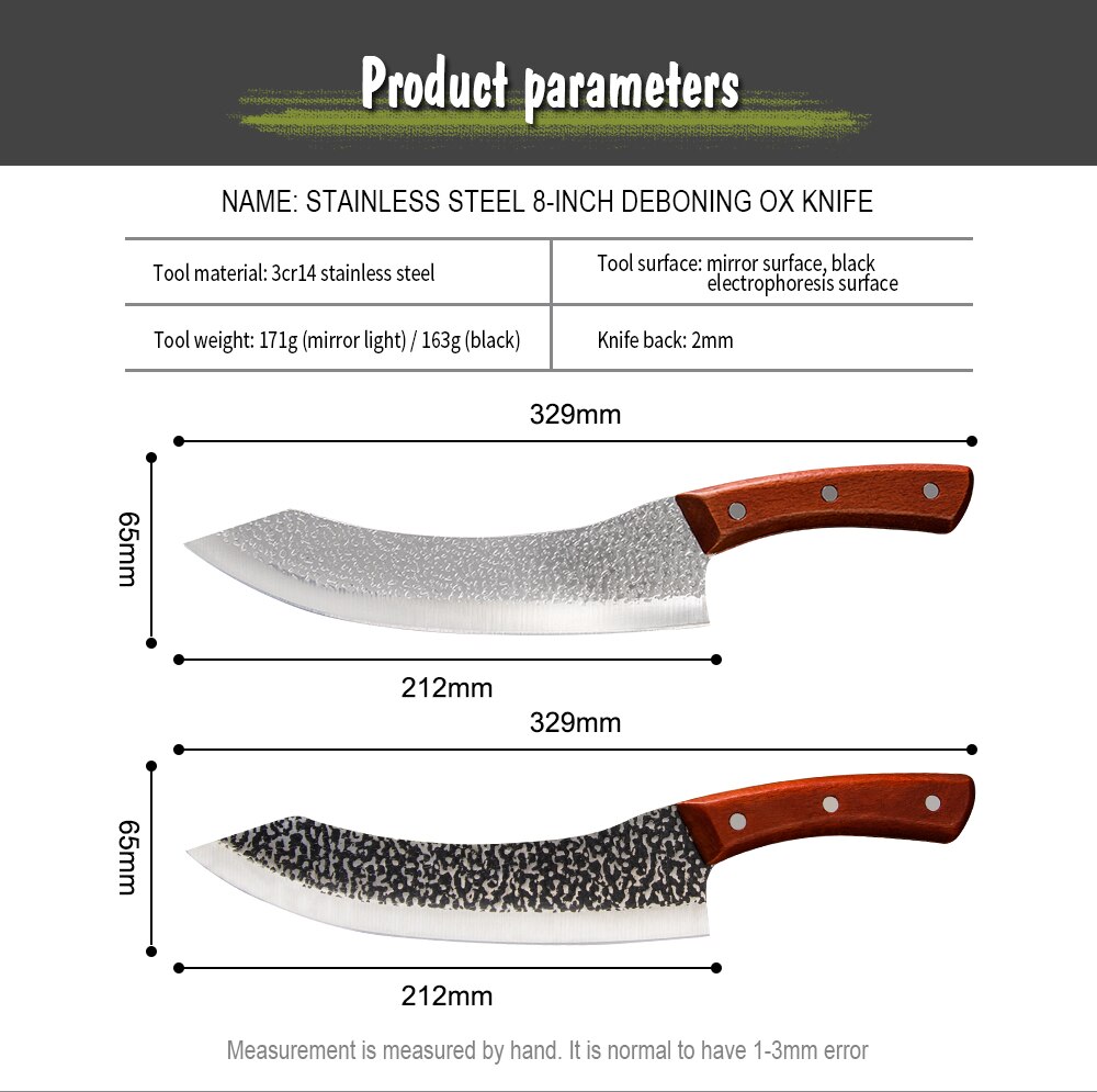 XYj Chef Knife 8/6 inch Ultra Sharp Slicing Knife Premium High Carbon Stainless Steel with Wooden Handle Cleaver