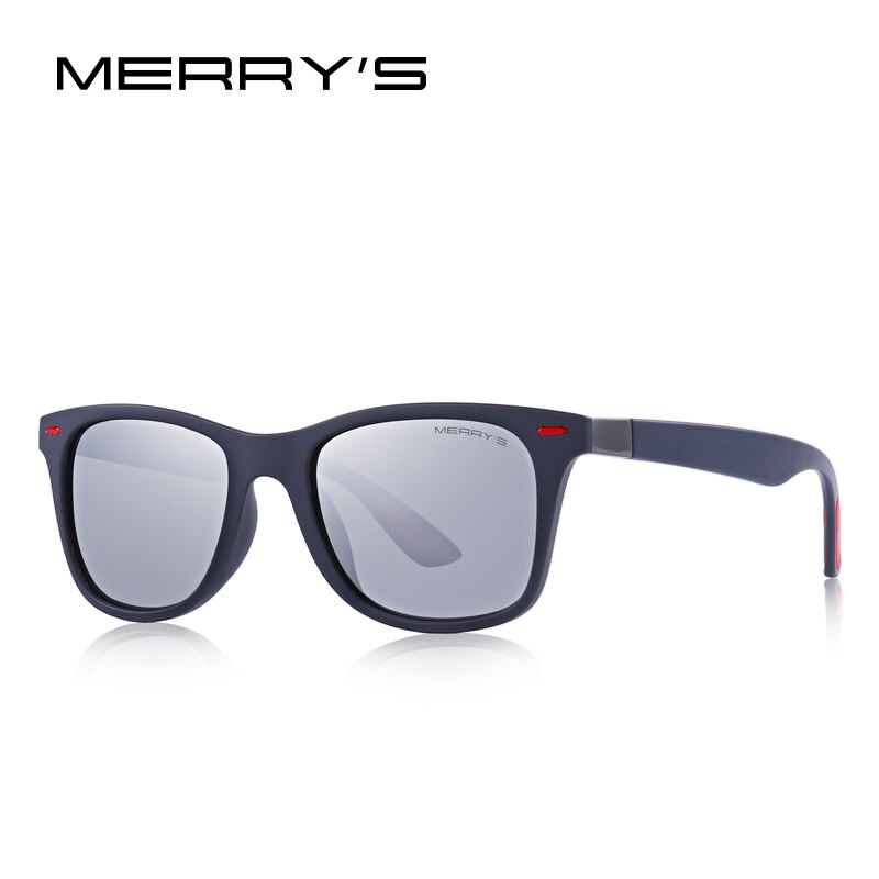 Merrys mænd kvinder klassisk retro nitte polariserede solbriller lysere firkantet ramme 100%  uv beskyttelse  s8508: C09 sølv