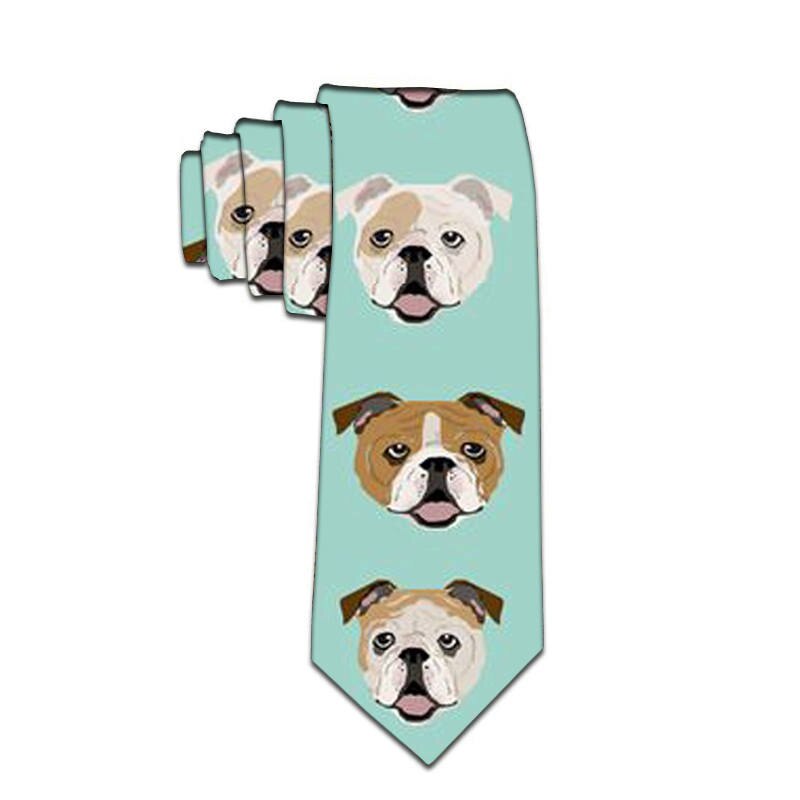 Cartoon Dog Sunflower Print Tie Casual Slim High 8cm Nylon Men Women Necktie Funnny Harajuku Party Dinner Female Men Tie