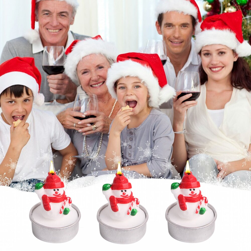 3pcs Cute Christmas Tealight Candles Santa Snowman Pine Cone Box Candle for Home Xmas Party Celebration Decorations