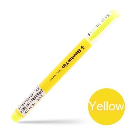 6 stk / sæt japan kokuyo bille skrå børste tip overstregningspenn 3- vejs markør linje kawaii farvemærke pen papirvarer: 1 gul