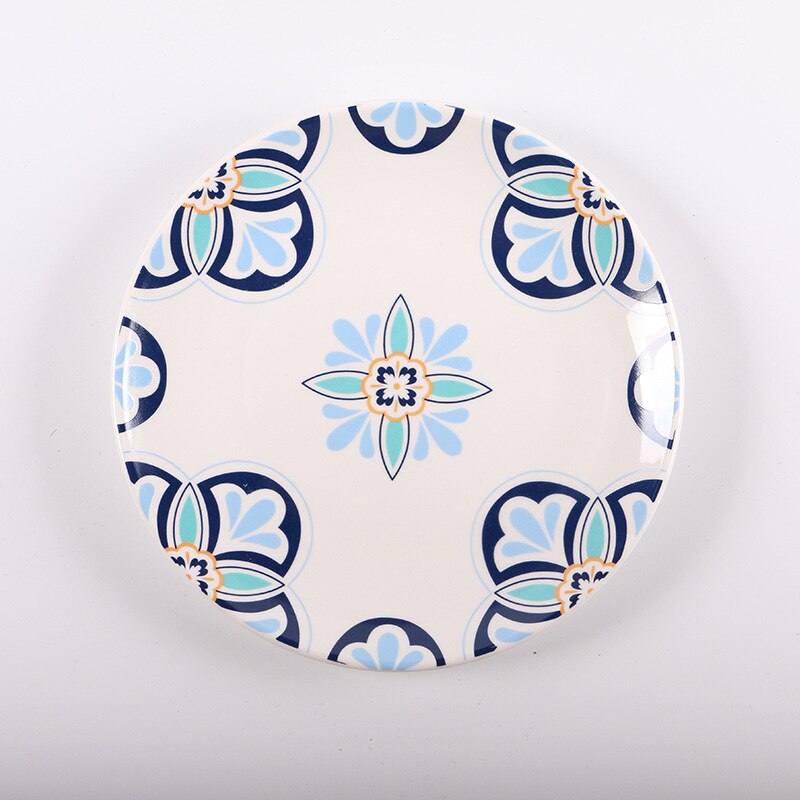 Steak plate Retro ceramic cutlery set Western breakfast plate ceramic shallow plate: B