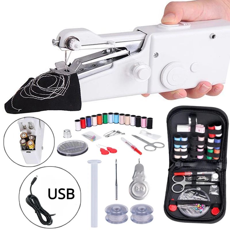Máquina de costura manual portátil, sem corda, elétrica, construção rápida, suprimentos de vestuário diy, artesanato, jardim doméstico, bordado