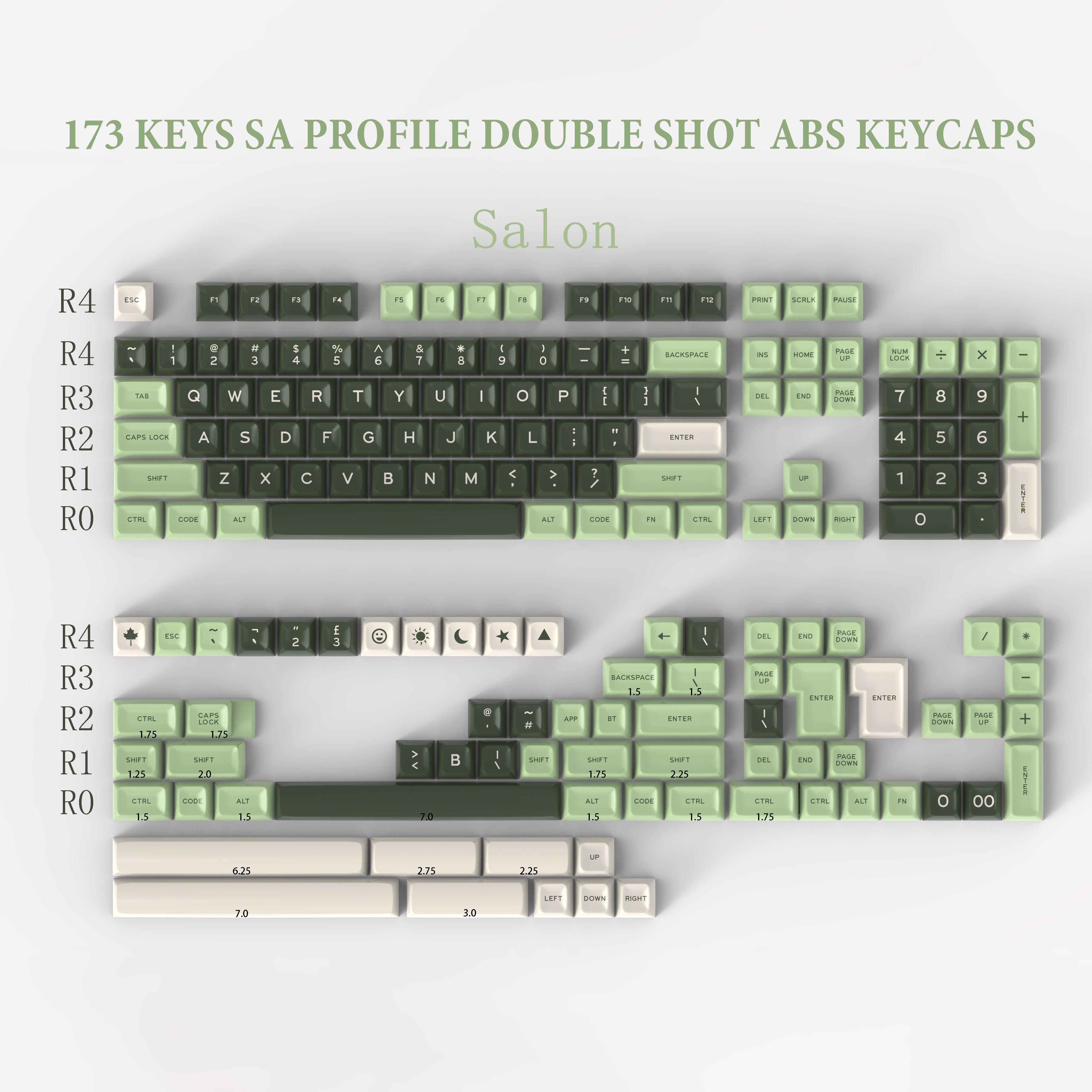 SA Profil Monster--Tastatur-Tastenkappen, benutzerdefinierte doppelt Schuss ABS-Tastenkappen, 173-Tasten für mechanische Spielen-Tastaturen von Kirsche MX Schalter: Dunkelgrau