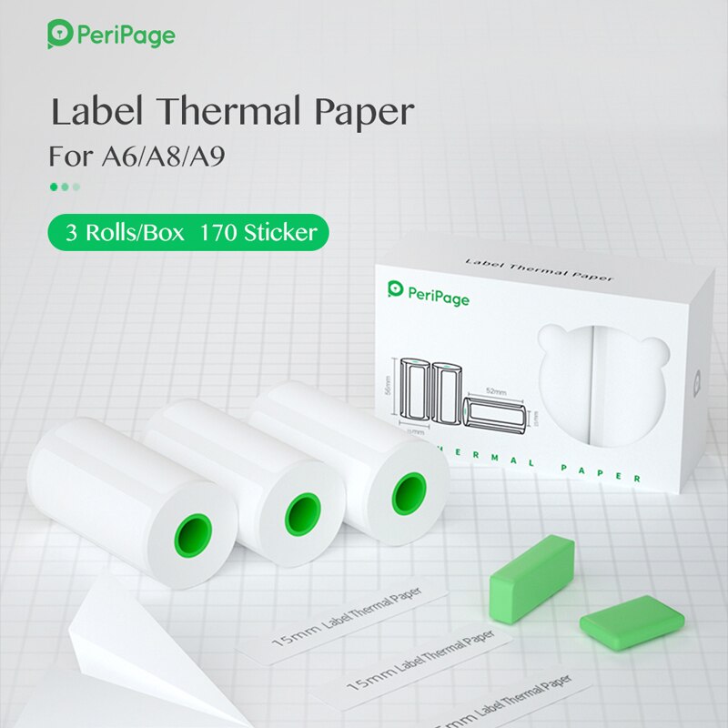 PeriPage 56x30mm Thermal Paper label Paper Sticker Paper For Mini Printer A6: 15mm Label Sticker