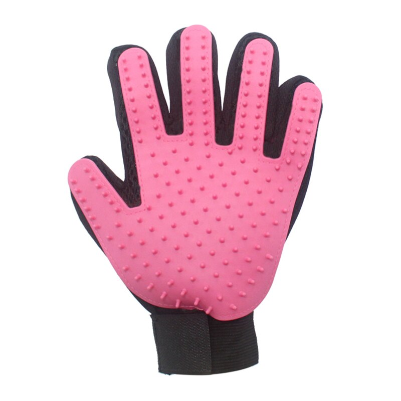 Guantes de silicona para gatos, peine para pelo, cepillo para baño de Mascota, productos de aseo para mascotas, productos de aseo para cachorros: Left Hand Pink