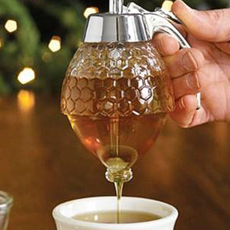K-star flaske gennemsigtig honning opbevaringsbeholder honning dispenser og beholder glas krystal honning dispenser