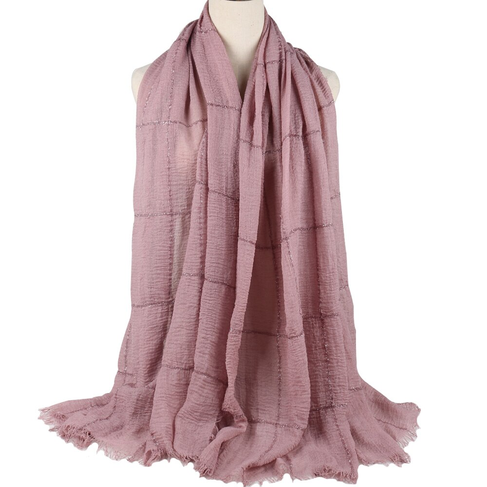 Hijab en coton déchiré pour femmes, , froissé, sertissage, turban, avec paillettes, lignes en dentelle, écharpe de tête, châle,