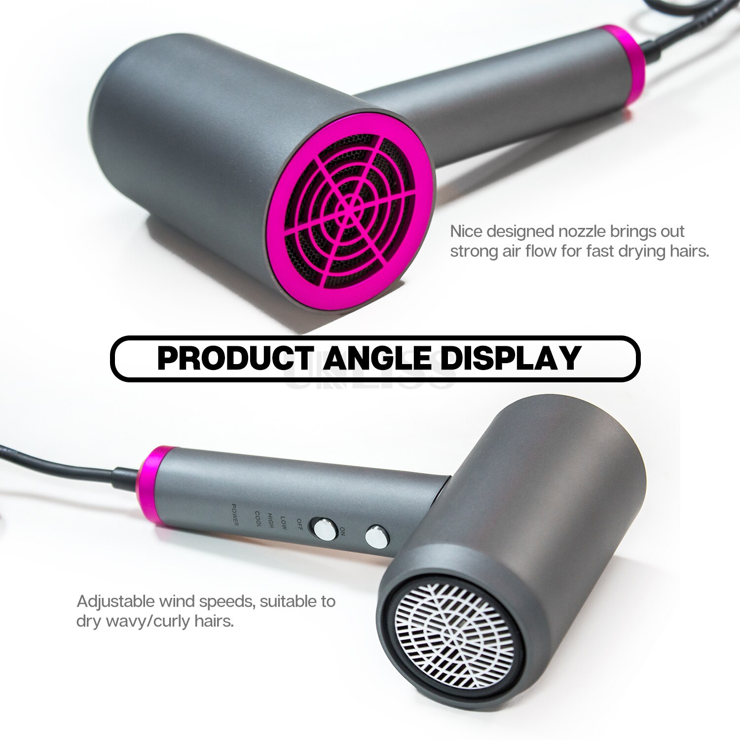 Electric Hair Dryer Strong Wind Multifunctional Hair Dry Blower Straightening Negative Ion Hair Care 1000W Powerful Blow Dryer