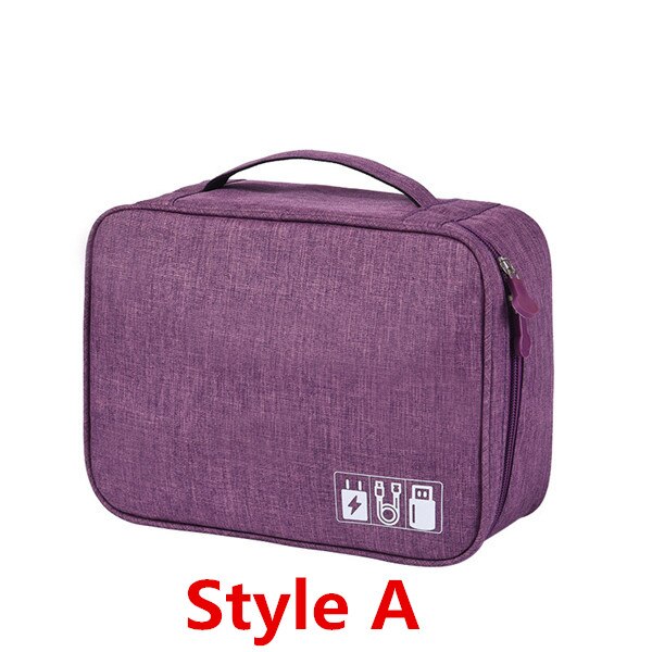 Electronics Organizer Bag - Portable Digital USB Gadget Case - Travel Charger Holder: A-Purple