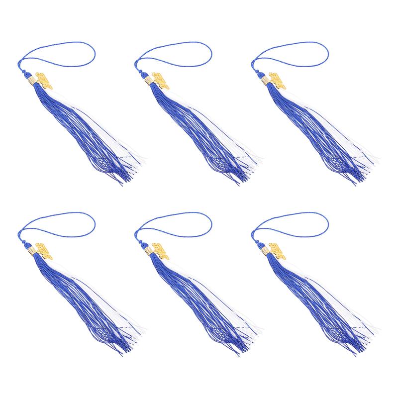 6Pcs 2022 Academic Graduation Cap Tassel with Gold 2022 Year Charm Pendant Mixed Color Uniforms Student Souvenir Supplies