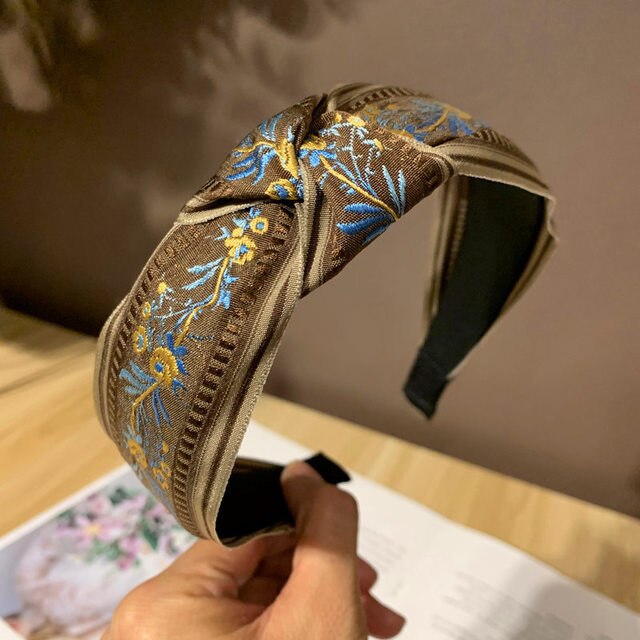 Bohemian Nationale Wind Haarband Katoen Linnen Getande Anti-Slip Korea Brede Hoofdbanden Voor Vrouwen Borduren Hoofd Gesp Haarbanden: 02