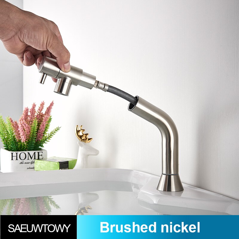 Wastafelkraan uittrekbaar zwart / geborsteld alleen koud water terrasinstallatie enkel gat enkele hendel badkamer keuken: Geborsteld nikkel