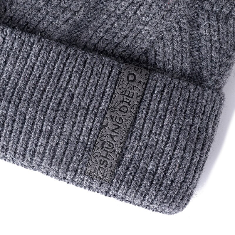 Vinterhuer til mænd twist varm skibeanie uld og bomuldsblanding afslappet strikhue