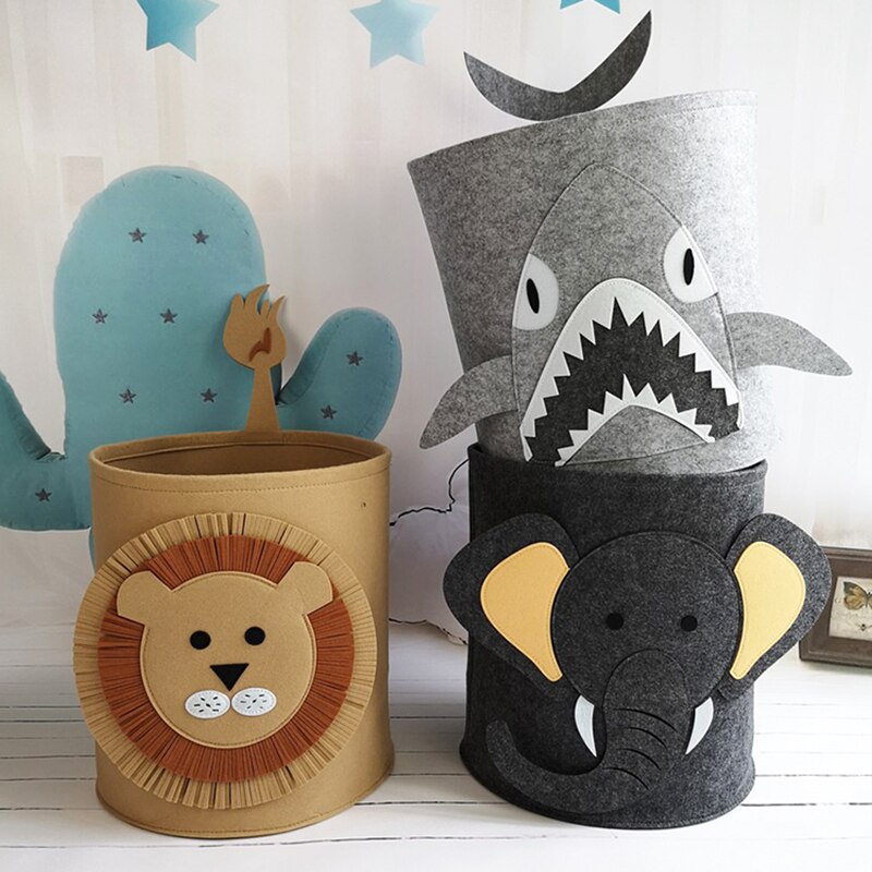 Baby Laundry Basket Sundries Storage Basket Foldable Toy Storage Bucket Dirty Clothes Container Folding Cartoon Animal Box