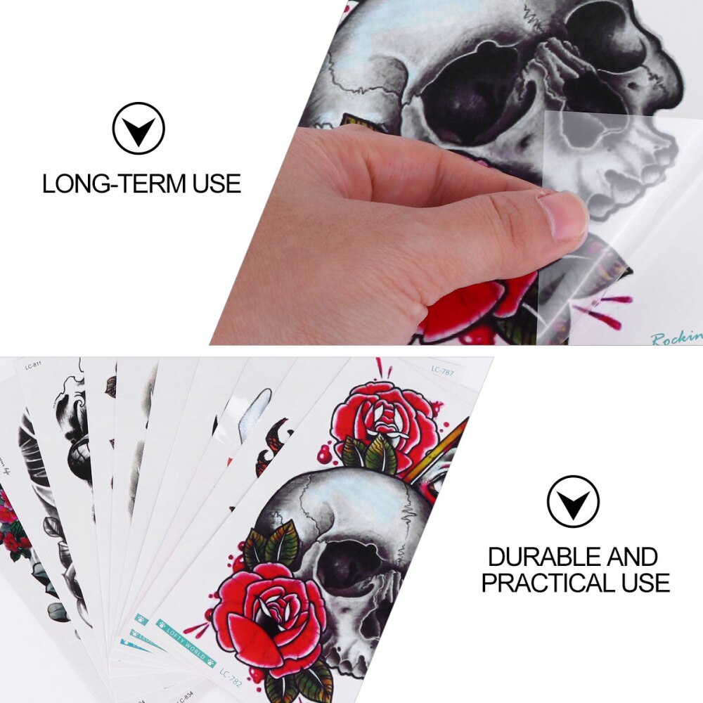 10Pcs Waterproof Body Arm DIY Large Decals Sticker for Men