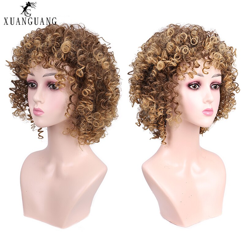 Perruque synteettinen courtes perruques bouclées pour femmes cheveux bruns fiber haute température mixte couleur brune