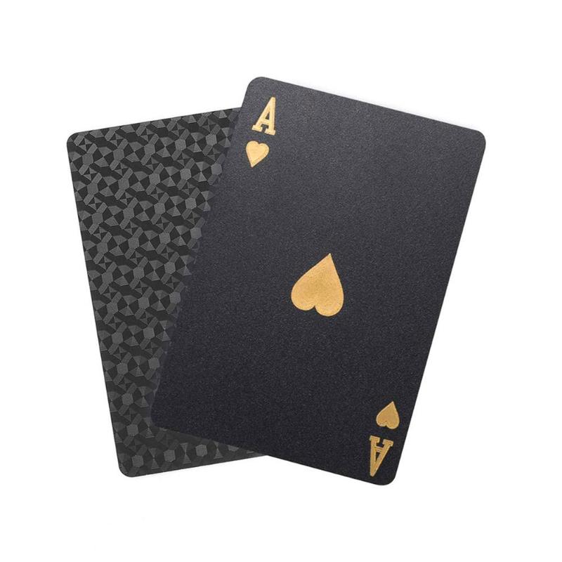 Goldene Spielkarten Set Wasserdichte Kunststoff PVC Schwarz Farbe Poker Karten Sets Magie Tricks Poker Kreative Box-verpackt 54 blätter/set: 01