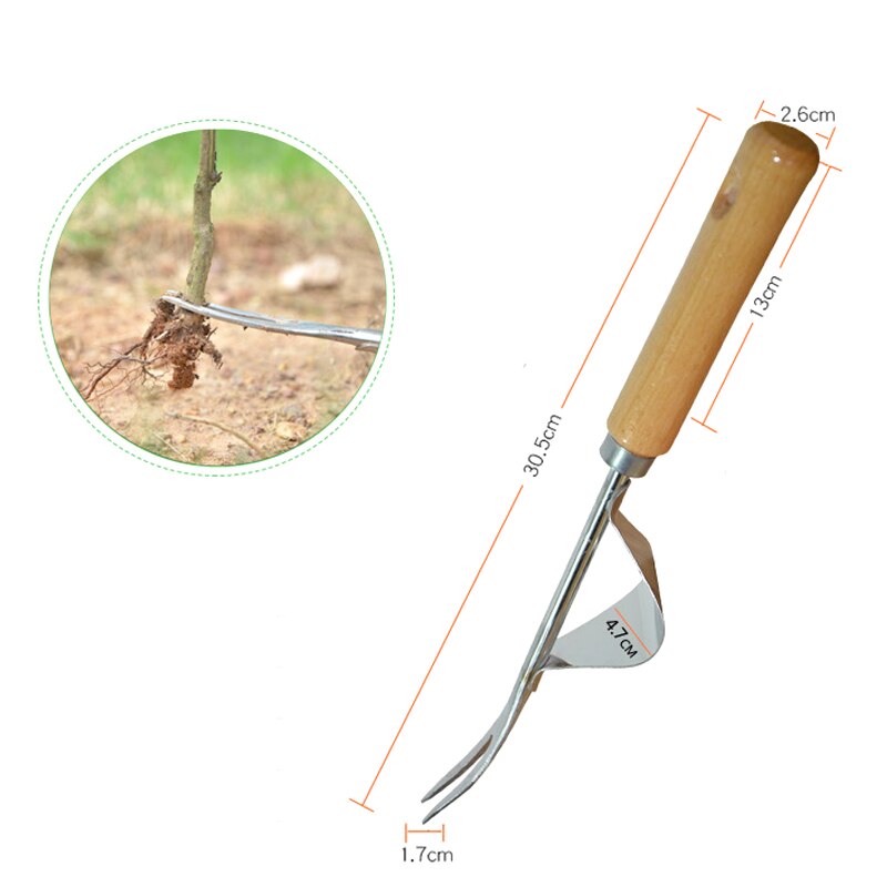 Rvs Hand Wieder Onkruid Graven Puller Gevorkte Hoofd Onkruid Verwijderen Schop Tuinieren Trimmen Gereedschap B1: Default Title