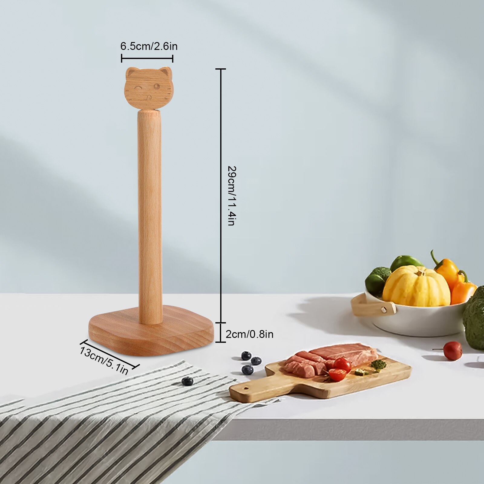 Wooden Roll Paper Stand Kitchen Paper Towel Holder Cute Cat Bird Tissue Stand Bathroom Kitchen Paper Hanger Cabinet Organizer