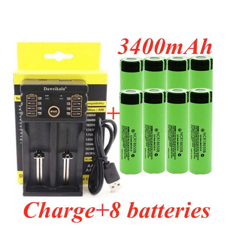 NCR 18650B 3.7V 3400 MAH 18650 Lithium Rechargeable Battery For Panasonic Flashlight Bateries and USB charger