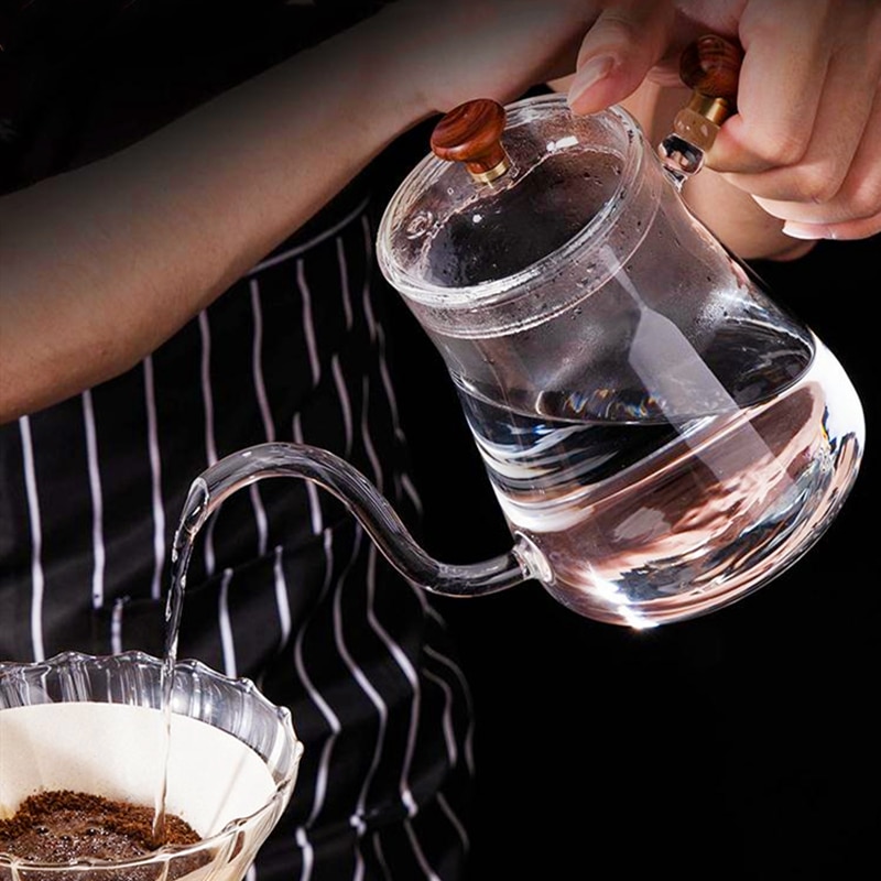 20oz/600ml Thick Glass Tea Coffee Kettle Teapot,Gooseneck Thin Spout for Pour Over Coffee Pot,Teabloom Stovetop &amp; Microwave Safe