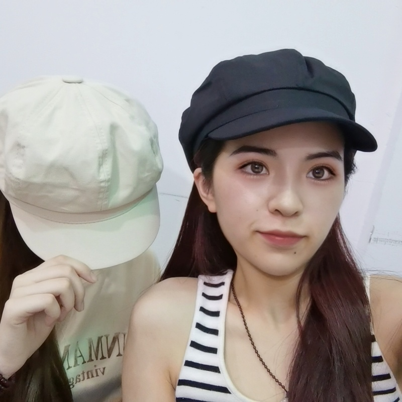 Sombrero de boina octogonal Para Mujer, Boina blanca y negra, , otoño e invierno, Boina a la