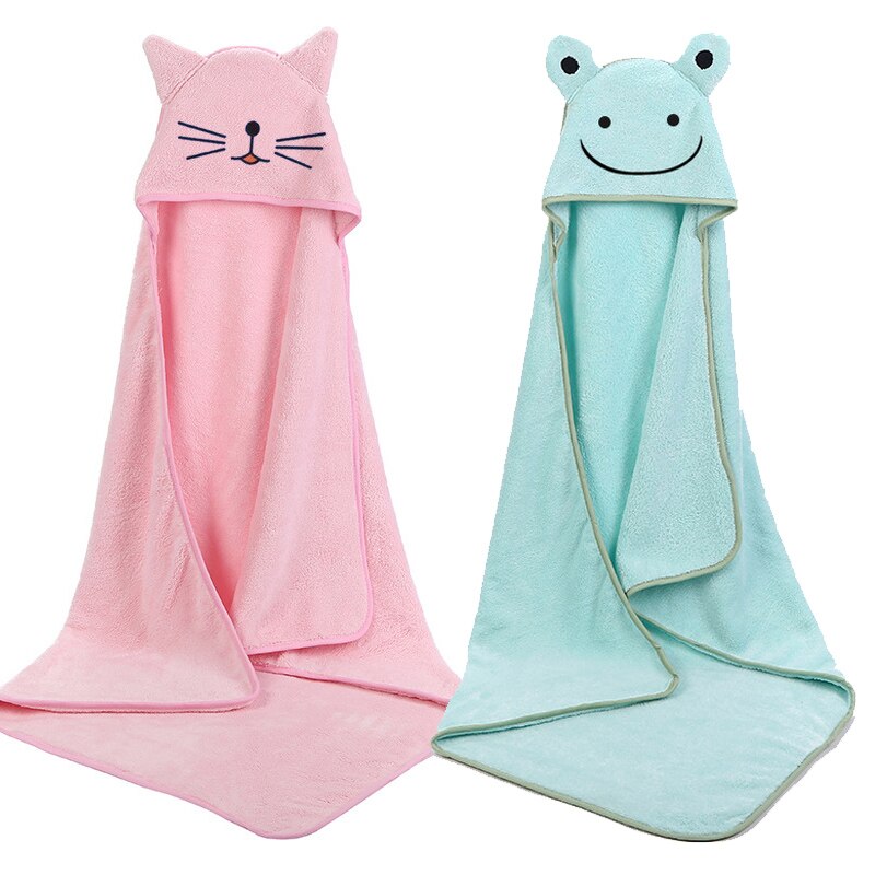 Cartoon gezichtshanddoek baby hoog absorptie dik snel drogend strandlaken 1pc capuchon handdoek fleece capuchon baby handdoek