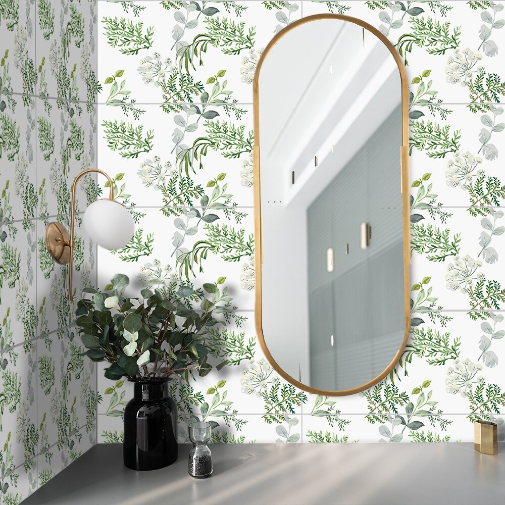Funlife [r] nouvelle maison serie [tm] 30 x 60cm grønne blader bregne vanntett pvc fliser klistremerke til gulv kjøkken dårlig dekor